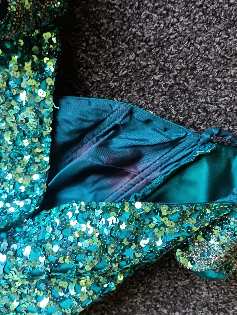 True Vintage Mike Benet Teal Full Sequin Beaded Formal Evening Gown USA, Size 6 - Picture 16 of 16